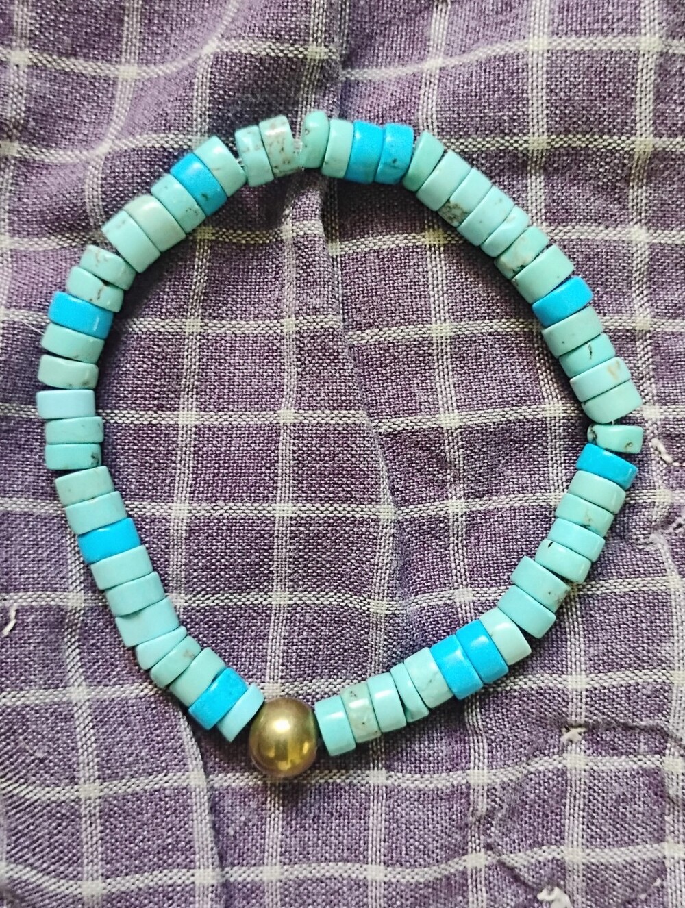Handmade Two Tone Heishi Turquoise Bracelet - Picture 3 of 6